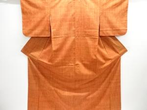 縞織り出し手織り紬着物